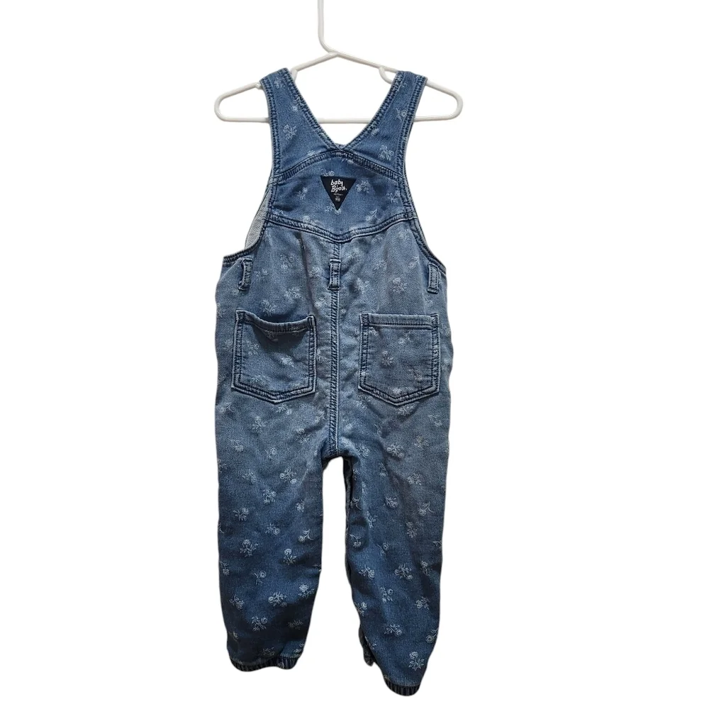 OshKosh B'Gosh Baby B'Gosh Blue Denim White Floral Print Overalls Size 24M